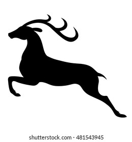 Vector illustrations of silhouette of jumping deer
