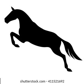 Vector illustrations of silhouette of jumping horse