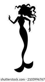 Vector illustrations of silhouette of mermaid