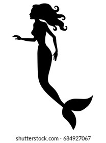 Vector illustrations of silhouette of mermaid