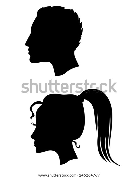 Vector Illustrations Silhouette Profiles Man Woman Stock Vector ...
