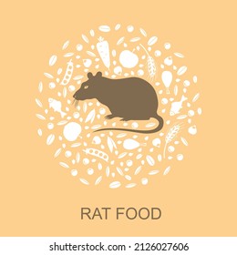 Vector illustrations silhouette of rat and feed icon