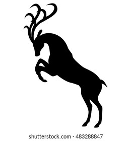Vector illustrations of silhouette of reared deer