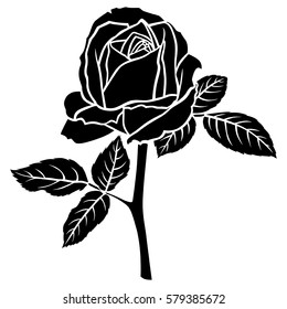 Vector Illustrations Silhouette Roses Bud Flower Stock Vector (Royalty ...