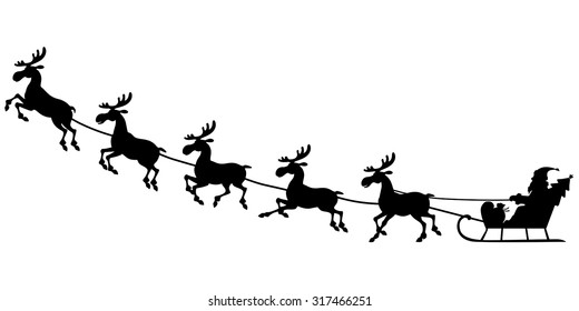 Illustration Santa Claus Riding Sleigh Harness Stock Vector (Royalty ...