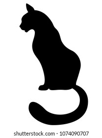 Vector illustrations of silhouette of sitting black graceful cats in the profile