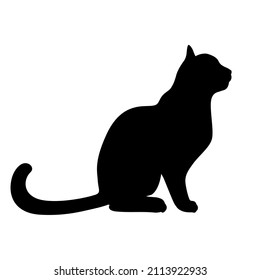 Vector illustrations of silhouette of sitting black cats in the profile