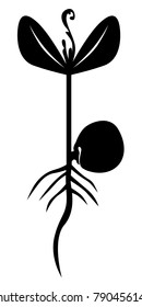 Vector illustrations of silhouette of sprouts