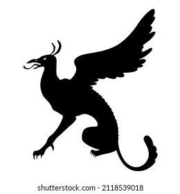 Vector illustrations of silhouette winged mycology  griffon icon