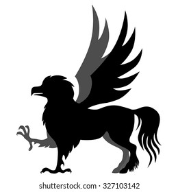 Vector illustrations of silhouette winged mycology  hippogriff