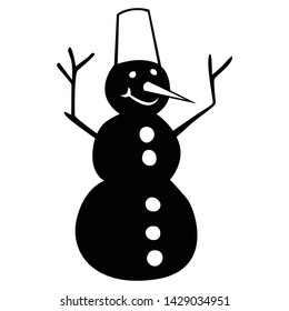 Vector illustrations of silhouette winter snowman