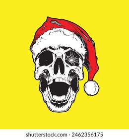 Vector Illustrations of Skull Santa Claus: Perfect for Spooky Halloween and Merry Christmas Themes