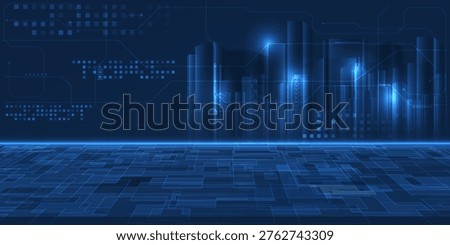 Vector illustrations of smart city uses advanced technologies.