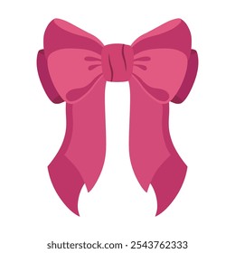 Ilustraciones vectoriales de conjunto de arco vintage rosa suave. Arco para la decoración del pelo femenino, iconos planos. Cintas aisladas. Accesorios de moda para niñas. Elementos lindos del peinado colección. lazo rosado dibujado a mano simple de la cinta