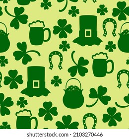Vector illustrations of St. Patrick's day pattern seamless in green colors