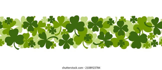 Vector illustrations of St. Patrick's day clovers horizontal pattern seamless. Pattern brush