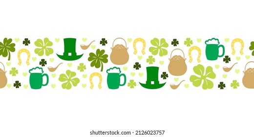 Vector illustrations of St. Patrick's day horizontal pattern seamless. Pattern brush