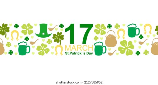 Vector illustrations of St. Patrick's day card horizontal design