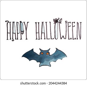 Vector illustrations, stickers from the Halloween set. A bat, a cat in a witch's hat, a ghost, pumpkins and candles.