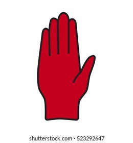 Vector illustrations stop red hand symbol, icon, sign. 