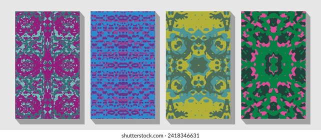 Vector illustrations of streets, trees, houses, sea for a poster, cover or background Elegant marble texture set.