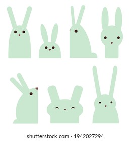 Vector illustrations of stylised minimalistic cute rabbits. Great for Eastern modern card design and other occasions.
