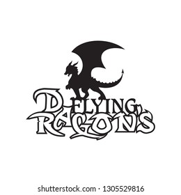 Vector illustrations of stylized dragon flying above letter with sharp claws element design. Design vector dragons. Vector illustration EPS.8 EPS.10