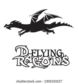 Vector illustrations of stylized dragon flying with letter element design. Design vector dragons. Vector illustration EPS.8 EPS.10