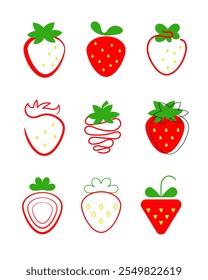 Ilustraciones vectoriales de fresas rojas estilizadas