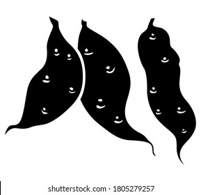 Ilustraciones vectoriales de silueta de icono de batatas