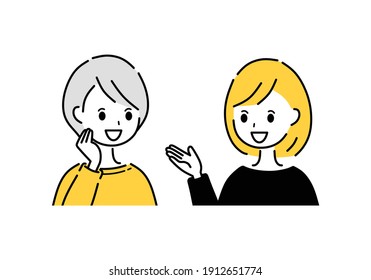 Vector illustrations of talking women.