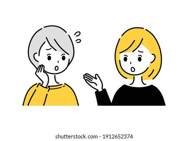 Vector illustrations of talking women.