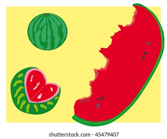Vector illustrations of three pieces of melons.