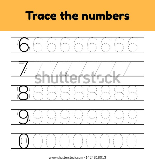 Vector Illustrations Trace Line Numbers Kindergarten Stock Vector ...