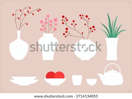 Vector illustrations of traditional Korean ceramics.