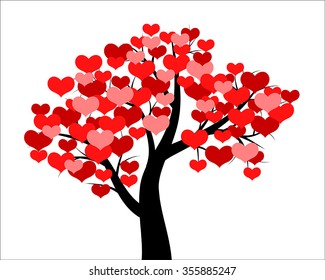 Vector illustrations of tree decorated hearts for Valentines day