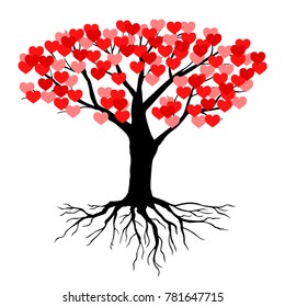 Vector illustrations of tree hearts leaves for Valentines day