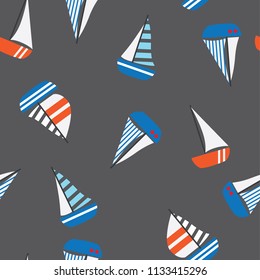 vector illustrations trendy modern seamless collection of sailboats