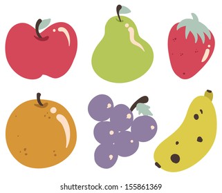 Vector illustrations of tropical fruits. Each illustration is grouped individually.