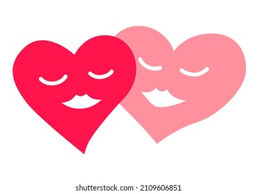 Vector illustrations of two loving hearts icon