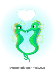 Vector Illustrations of two Seahorses in love