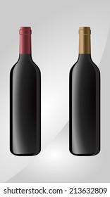 Vector illustrations of two wine bottles without label