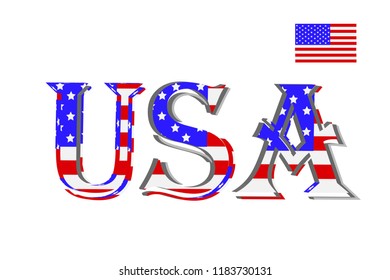 Vector illustrations, United States flag, 3D USA