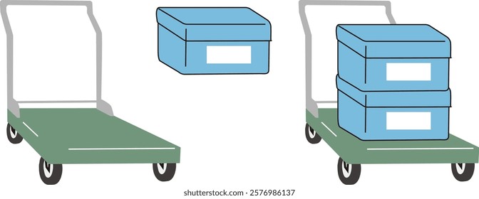 Vector illustrations of unloaded and loaded trolleys