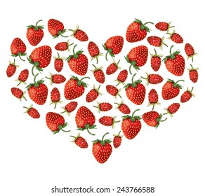 Vector illustrations of valentine heart of strawberries and wild strawberries