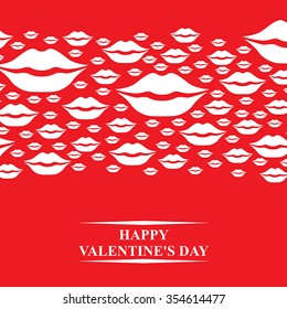 Vector illustrations of Valentines day card with kisses horizontal ornament