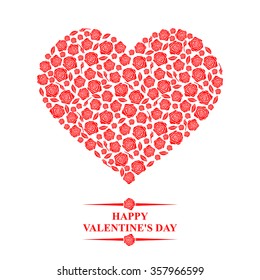 Vector illustrations of Valentines day card with hearts of roses