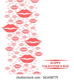 Vector illustrations of Valentines day card with kisses ornament