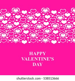 Vector illustrations of Valentines day card with heart ornament and greeting text on pink background