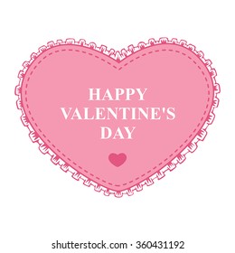 Vector illustrations of Valentines day greeting card with pink decorative heart lace